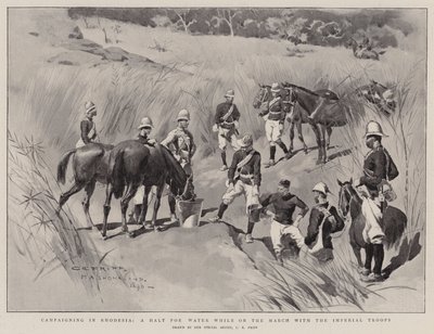 Campagne in Rhodesië, een Stop voor Water tijdens de Mars met de Keizerlijke Troepen door Charles Edwin Fripp