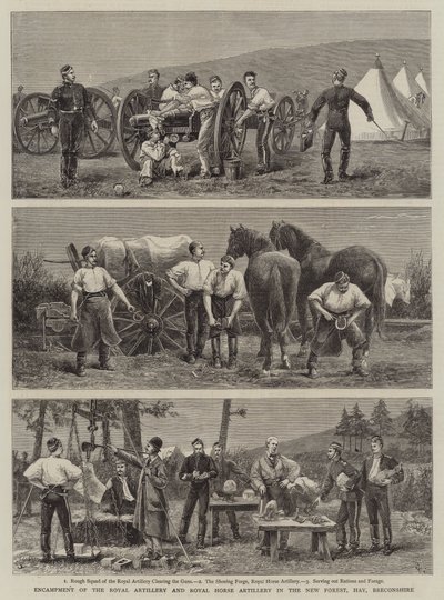 Kampement van de Koninklijke Artillerie en Koninklijke Ruiterartillerie in het New Forest, Hay, Breconshire door Charles Edwin Fripp
