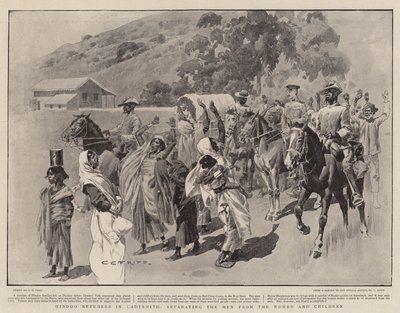 Hindoe-vluchtelingen in Ladysmith, scheiding van de mannen van de vrouwen en kinderen door Charles Edwin Fripp