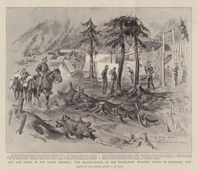 Wet en orde in het Yukon-district, het hoofdkwartier van de North-West Mounted Police in Klondyke City door Charles Edwin Fripp