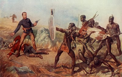 Luitenants Melvill en Coghill 24e Regiment Sterven om de Kleuren van de Koningin te Redden door Charles Edwin Fripp