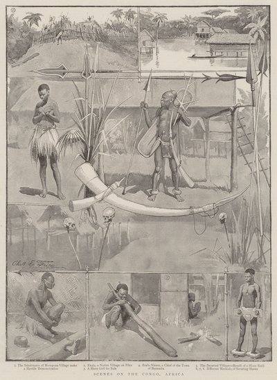 Scènes aan de Congo, Afrika door Charles Edwin Fripp