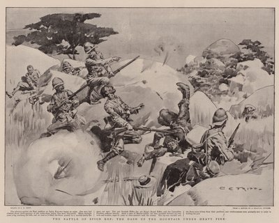 De slag om Spion Kop, de aanval op de berg onder zwaar vuur door Charles Edwin Fripp