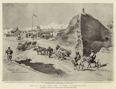 De kloof in de Grote Muur van China bij Shan-Hai-Kwan door Charles Edwin Fripp