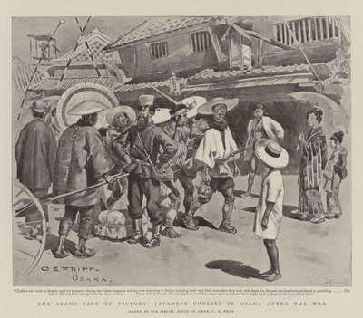 De schaduwzijde van de overwinning, Japanse koelies in Osaka na de oorlog door Charles Edwin Fripp