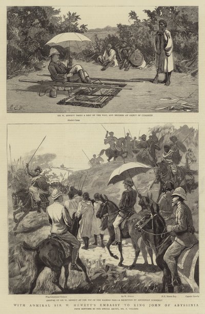 Met de ambassade van admiraal Sir W Hewett naar koning John van Abessinië door Charles Edwin Fripp