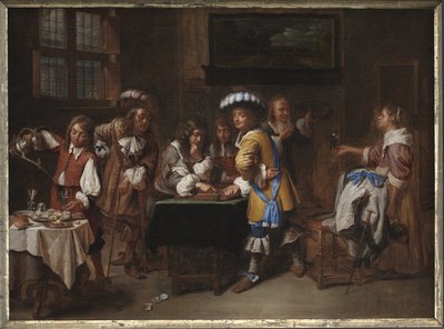 Trictrac Spelers door Charles Emanuel Biset