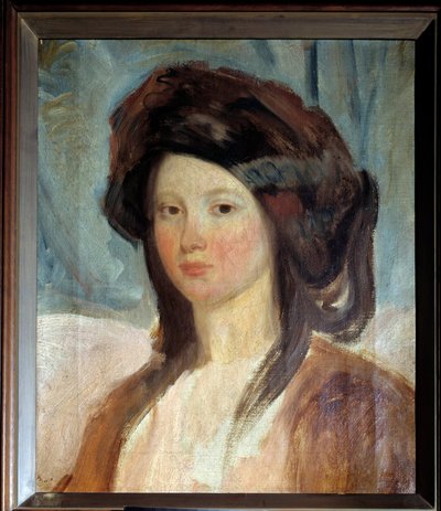 Portret van Juliette Drouet, actrice en minnares van Victor Hugo door Charles Emile Callande de Champmartin