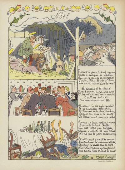 Kerstmis. Illustratie voor Le Rire door Charles Emile Egli