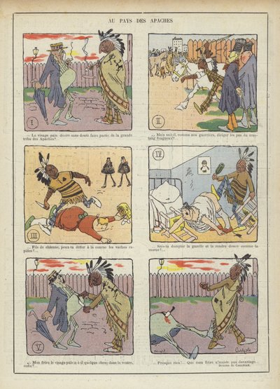 In het land van de Apachen. Illustratie voor Le Rire door Charles Emile Egli