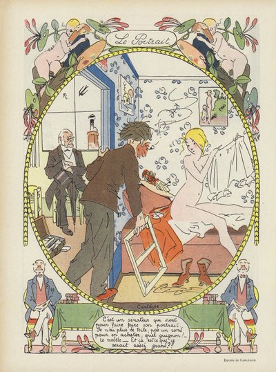 Het portret. Illustratie voor Le Rire door Charles Emile Egli