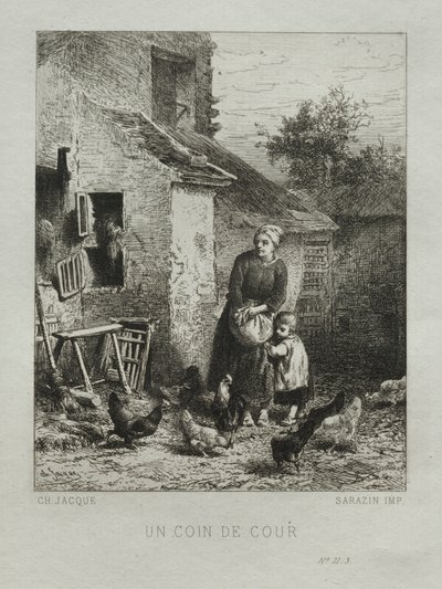 Een hoek van de tuin door Charles Emile Jacque