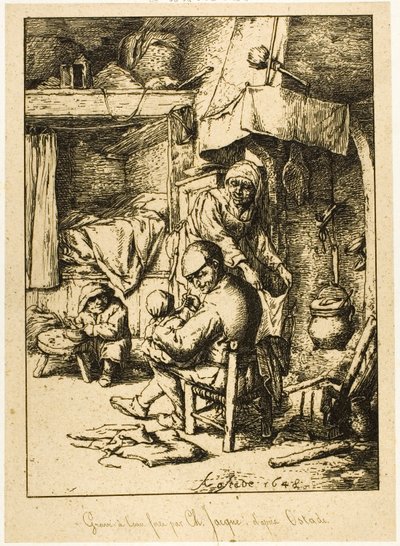 Een vader en zijn gezin door Charles Emile Jacque