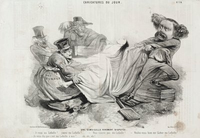 Caricature du Jour: No. 78, Un Demoiselle vivement disputée door Charles Emile Jacque