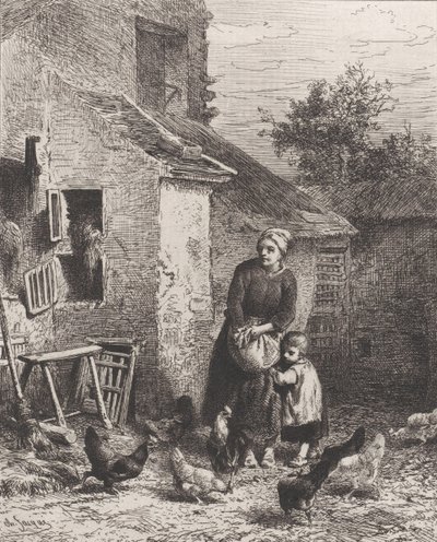 Hoek van de binnenplaats, 1864 door Charles Emile Jacque