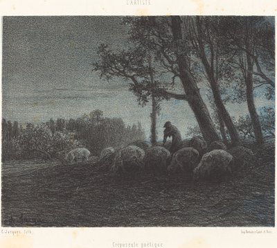 Poëtische Schemering door Charles Emile Jacque