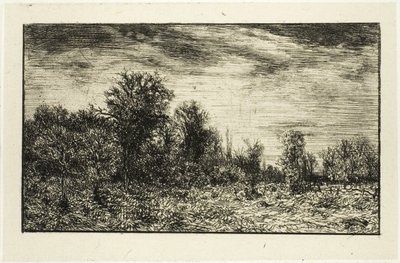 Rand van een Bos, onder Bewolkte Lucht door Charles Emile Jacque