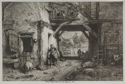 Boerderij Interieur door Charles Emile Jacque