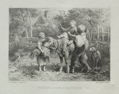 Eerste Rijles door Charles Emile Jacque