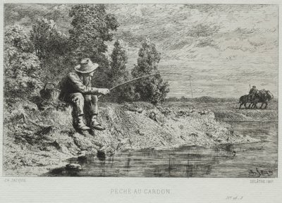 Vissen door Charles Emile Jacque