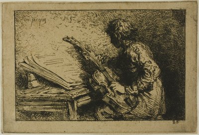 Gitaarspeler door Charles Emile Jacque