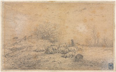 Kudde Varkens door Charles Emile Jacque