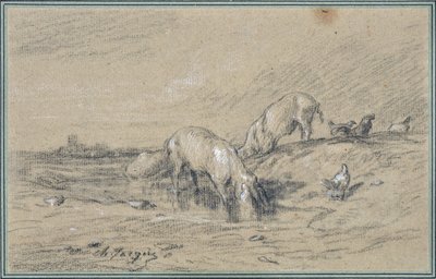Kudde varkens door Charles Emile Jacque