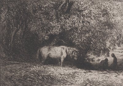 Paard onder een tak, 1846 door Charles Emile Jacque