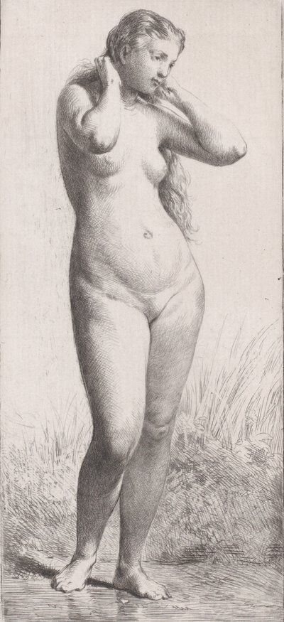 Jeune Femme au Bain, 1866 door Charles Emile Jacque