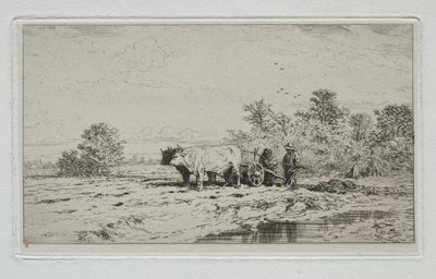 Landschap, Arbeiders door Charles Emile Jacque