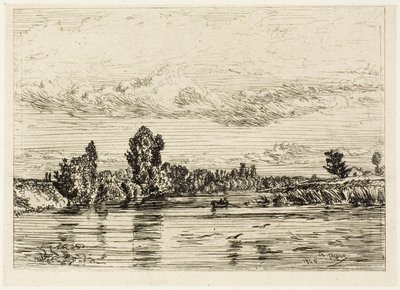 Landschap nabij Asnières door Charles Emile Jacque