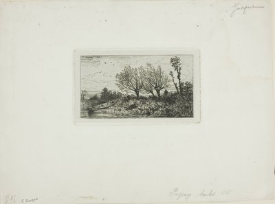 Landschap, wilgenbomen door Charles Emile Jacque