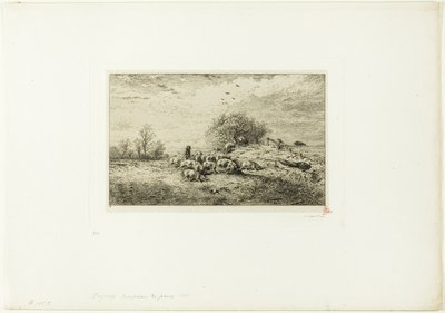 Landschap met Kudde Varkens door Charles Emile Jacque