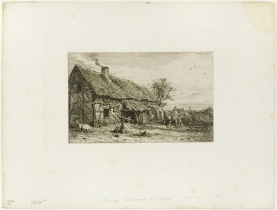 Landschap met boerenwoning door Charles Emile Jacque