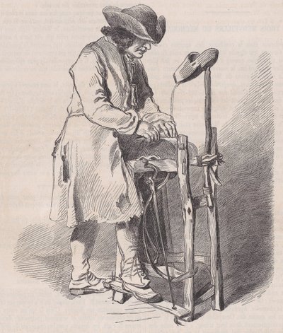 Musée du Louvre, collectie van tekeningen, Le Remouleur, door Watteau, uit Magasin Pitto..., ca. 1852 door Charles Emile Jacque