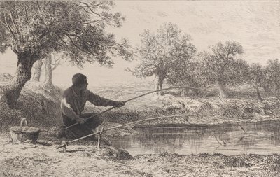 Pêche au Vif door Charles Emile Jacque