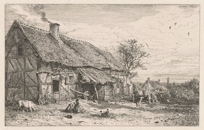 Boerenhuis door Charles Emile Jacque