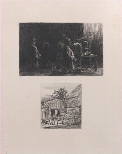 Gebed boven, Kar voor een Huis onder, 1845 door Charles Emile Jacque