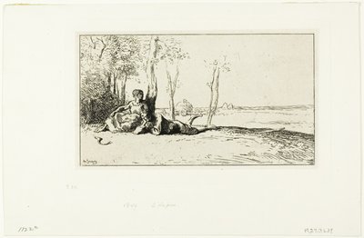 Maaier in rust door Charles Emile Jacque