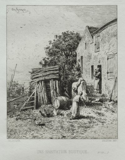 Landelijk Huis door Charles Emile Jacque