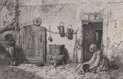 Schrobvrouw, 1844 door Charles Emile Jacque