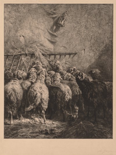 Schapenverblijf in Béarn door Charles Emile Jacque