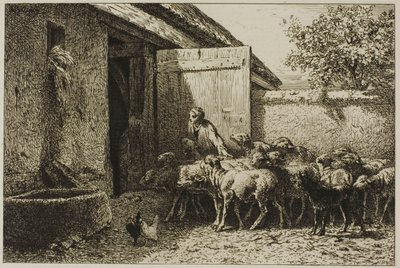 Herderin door Charles Emile Jacque