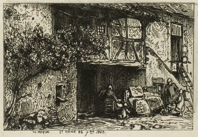 Trappen voor een huis door Charles Emile Jacque