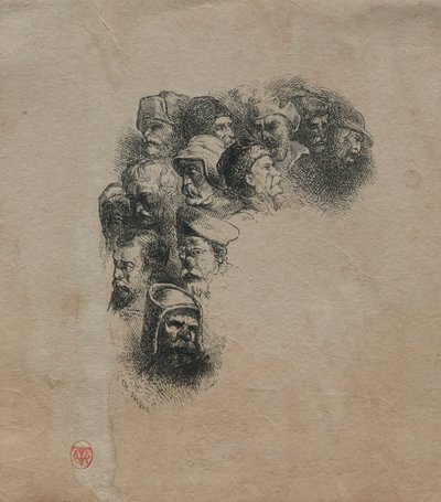 Studie van hoofden door Charles Emile Jacque