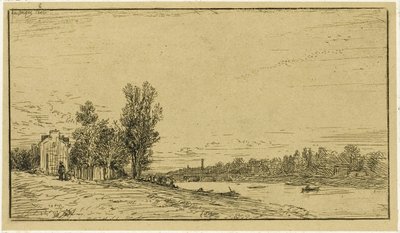 De oevers van een rivier door Charles Emile Jacque