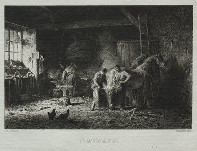 De Smidse door Charles Emile Jacque