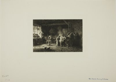 De hoefsmederij door Charles Emile Jacque