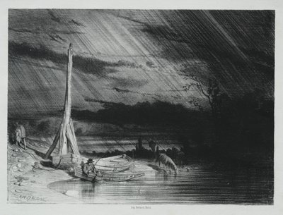 De visser, regenachtig weer door Charles Emile Jacque