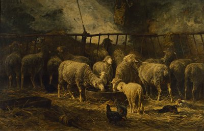 De grote schaapskooi, 1881 door Charles Emile Jacque